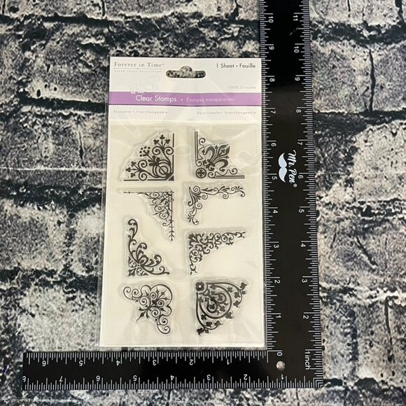 Forever in Time FLORAL CORNERS  Clear Cling Rubber Stamp Art Floral CS224F - Picture 2 of 7
